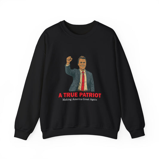 Patriotic Crewneck Sweatshirt - A True Patriot, Gift for Veterans, Political Apparel, Holiday Wear, Comfortable Casual Style