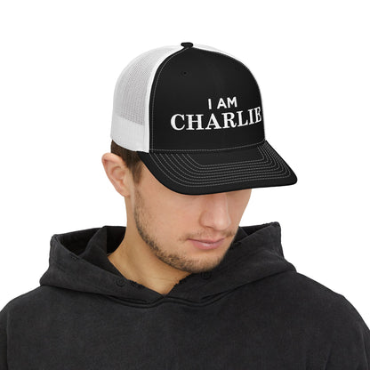 I Am Charlie Embroidered Snapback Trucker Cap, Customizable Hat for Everyday Wear, Father’s Day Gift, Birthday Hat, Unique Accessory