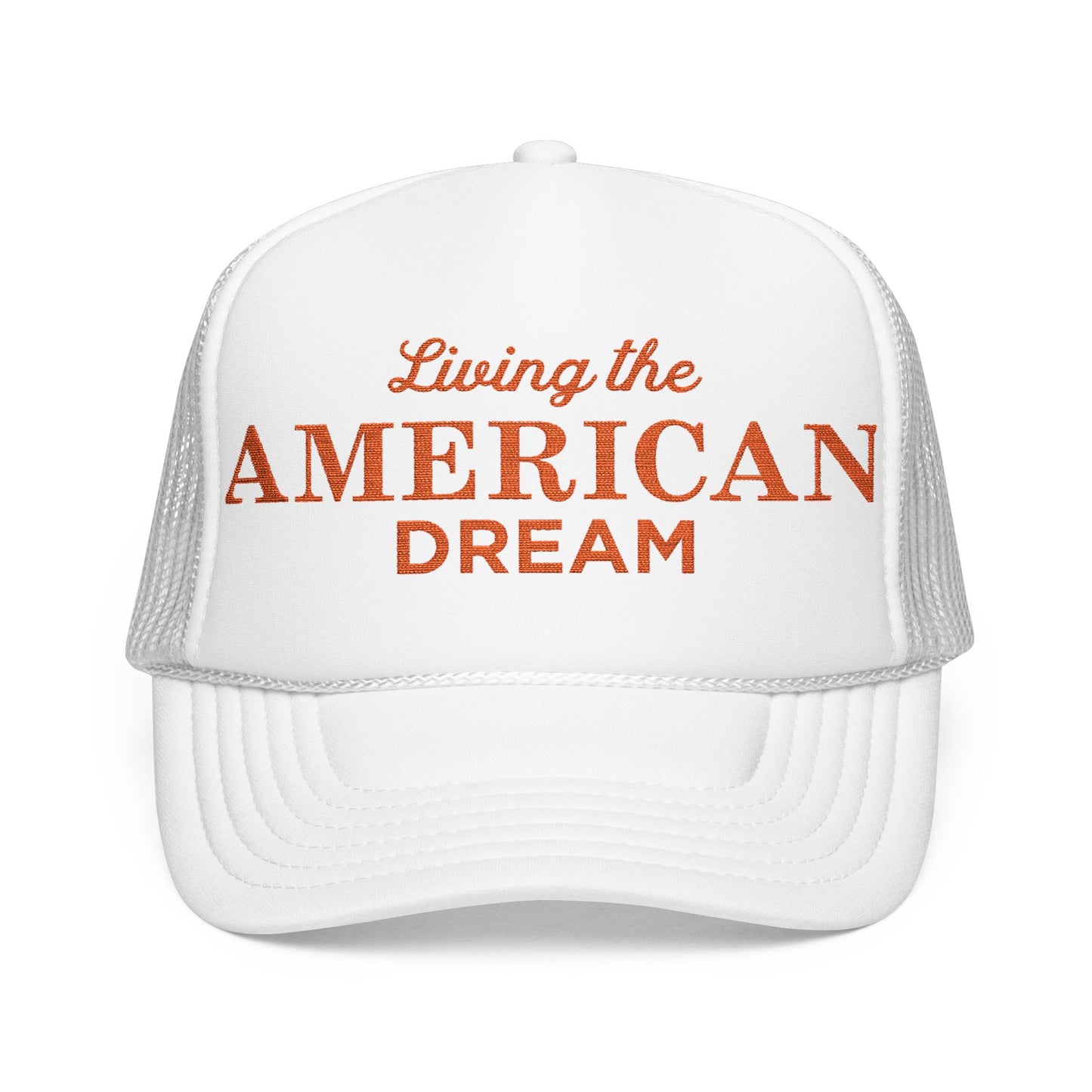Living the American Dream Trucker Hat, Embroidered Snapback Cap for Summer, Patriotic Gift, Outdoor Adventure Accessory, Casual [...]