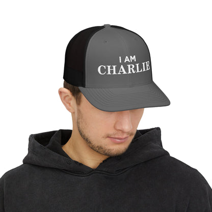 I Am Charlie Embroidered Snapback Trucker Cap, Customizable Hat for Everyday Wear, Father’s Day Gift, Birthday Hat, Unique Accessory
