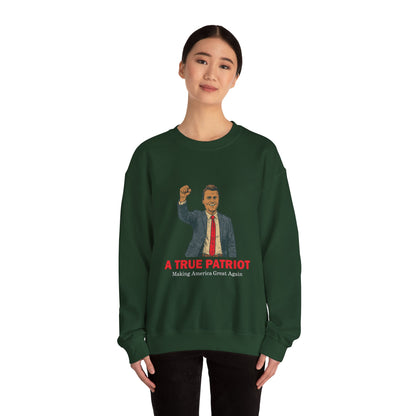 Patriotic Crewneck Sweatshirt - A True Patriot, Gift for Veterans, Political Apparel, Holiday Wear, Comfortable Casual Style