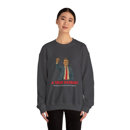 Patriotic Crewneck Sweatshirt - A True Patriot, Gift for Veterans, Political Apparel, Holiday Wear, Comfortable Casual Style