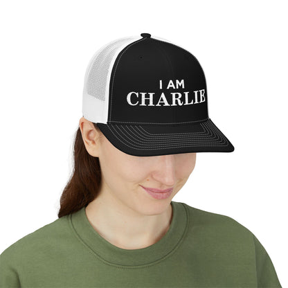 I Am Charlie Embroidered Snapback Trucker Cap, Customizable Hat for Everyday Wear, Father’s Day Gift, Birthday Hat, Unique Accessory