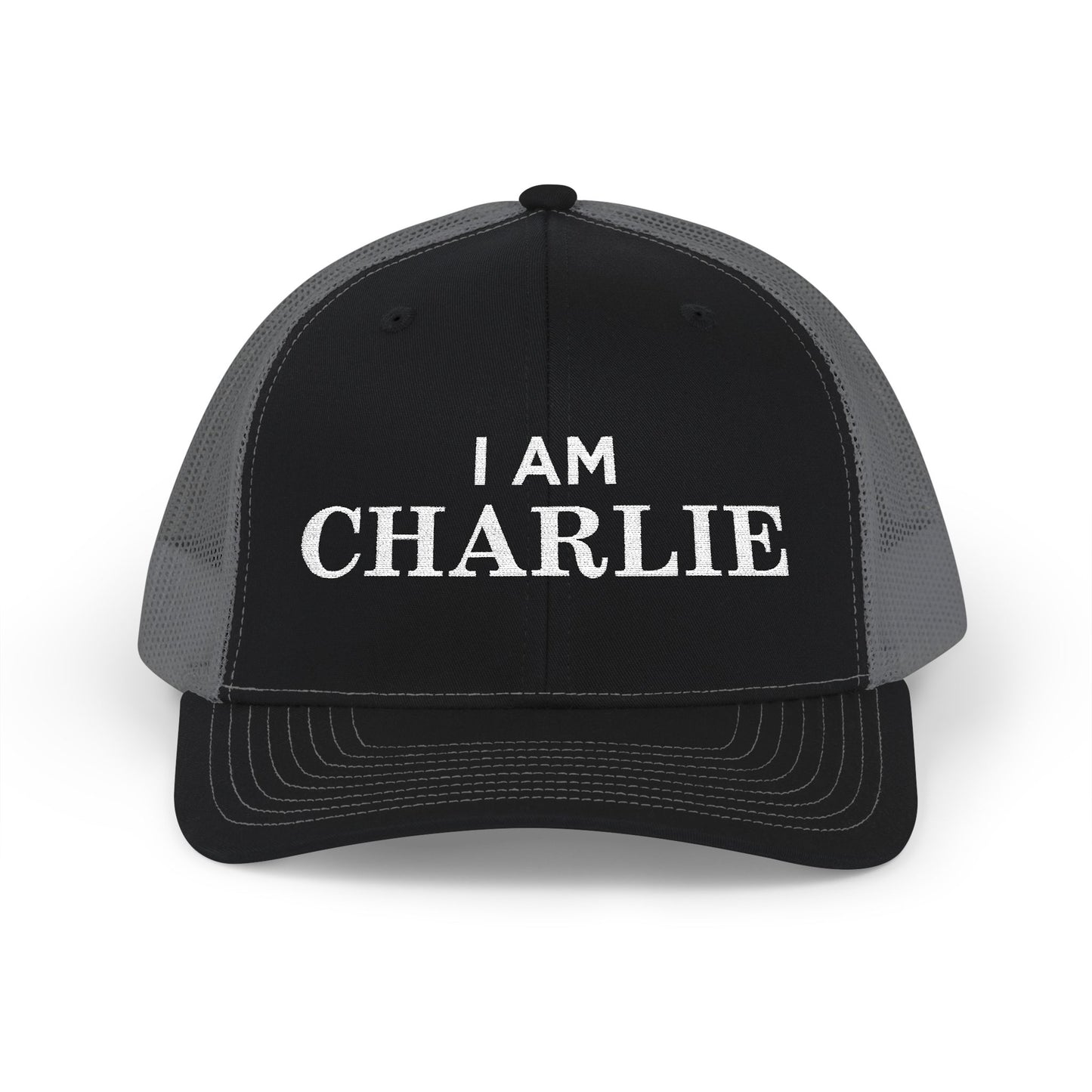 I Am Charlie Embroidered Snapback Trucker Cap, Customizable Hat for Everyday Wear, Father’s Day Gift, Birthday Hat, Unique Accessory