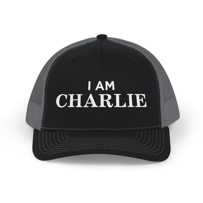 I Am Charlie Embroidered Snapback Trucker Cap, Customizable Hat for Everyday Wear, Father’s Day Gift, Birthday Hat, Unique Accessory