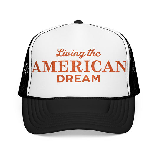 Living the American Dream Trucker Hat, Embroidered Snapback Cap for Summer, Patriotic Gift, Outdoor Adventure Accessory, Casual [...]
