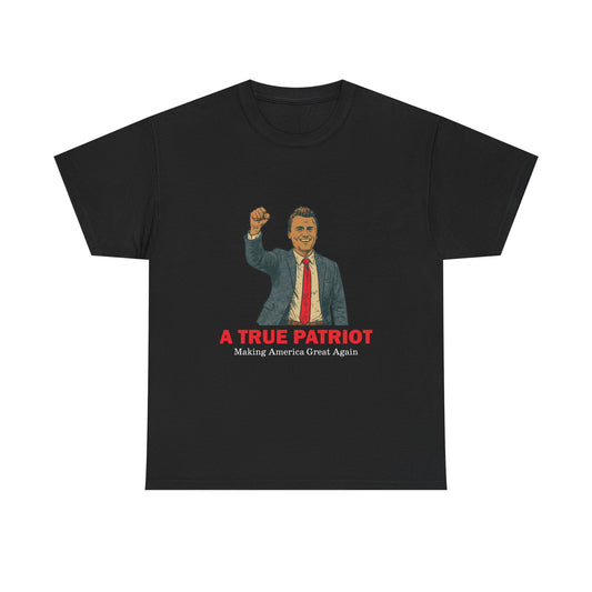 A True Patriot Unisex Heavy Cotton Tee, Casual Wear, Gift for Patriots, Independence Day Shirt, Everyday Statement Tee