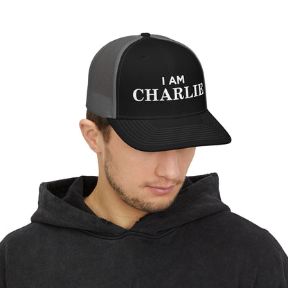 I Am Charlie Embroidered Snapback Trucker Cap, Customizable Hat for Everyday Wear, Father’s Day Gift, Birthday Hat, Unique Accessory
