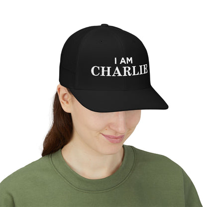 I Am Charlie Embroidered Snapback Trucker Cap, Customizable Hat for Everyday Wear, Father’s Day Gift, Birthday Hat, Unique Accessory