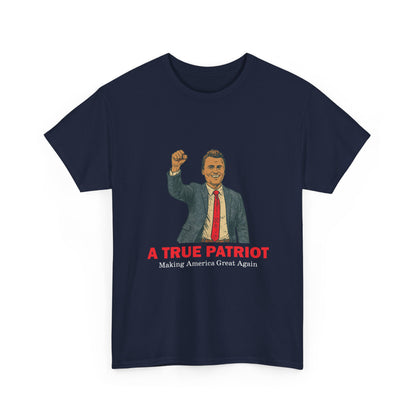 A True Patriot Unisex Heavy Cotton Tee, Casual Wear, Gift for Patriots, Independence Day Shirt, Everyday Statement Tee