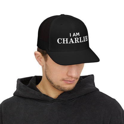 I Am Charlie Embroidered Snapback Trucker Cap, Customizable Hat for Everyday Wear, Father’s Day Gift, Birthday Hat, Unique Accessory