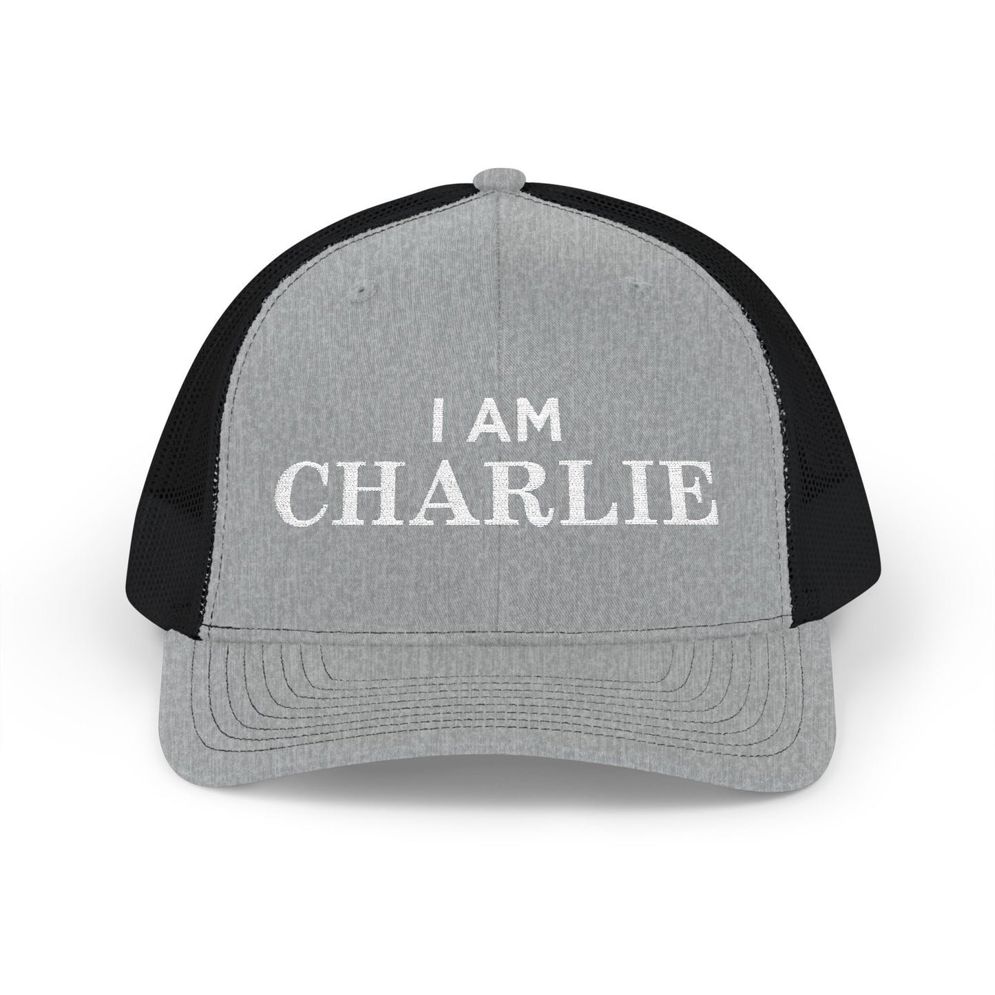 I Am Charlie Embroidered Snapback Trucker Cap, Customizable Hat for Everyday Wear, Father’s Day Gift, Birthday Hat, Unique Accessory