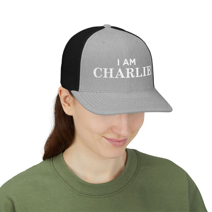 I Am Charlie Embroidered Snapback Trucker Cap, Customizable Hat for Everyday Wear, Father’s Day Gift, Birthday Hat, Unique Accessory