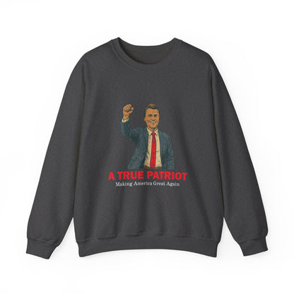 Patriotic Crewneck Sweatshirt - A True Patriot, Gift for Veterans, Political Apparel, Holiday Wear, Comfortable Casual Style