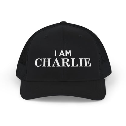 I Am Charlie Embroidered Snapback Trucker Cap, Customizable Hat for Everyday Wear, Father’s Day Gift, Birthday Hat, Unique Accessory