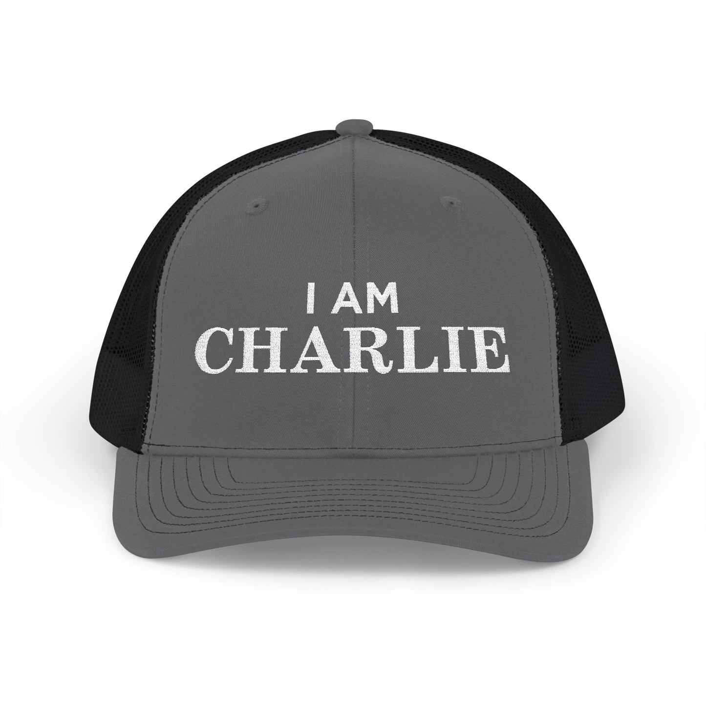I Am Charlie Embroidered Snapback Trucker Cap, Customizable Hat for Everyday Wear, Father’s Day Gift, Birthday Hat, Unique Accessory