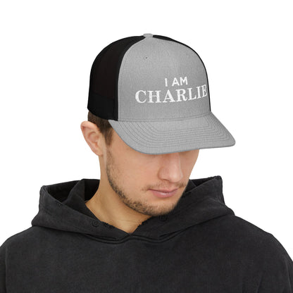 I Am Charlie Embroidered Snapback Trucker Cap, Customizable Hat for Everyday Wear, Father’s Day Gift, Birthday Hat, Unique Accessory