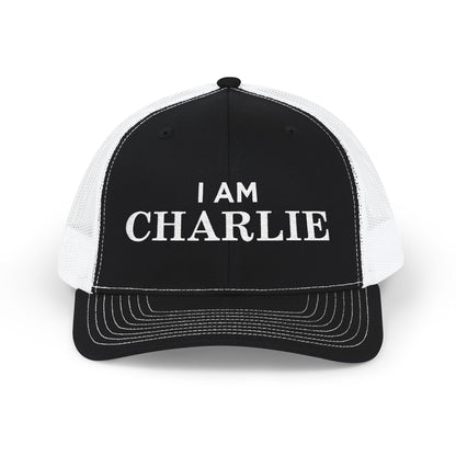I Am Charlie Embroidered Snapback Trucker Cap, Customizable Hat for Everyday Wear, Father’s Day Gift, Birthday Hat, Unique Accessory