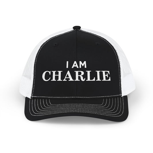 I Am Charlie Embroidered Snapback Trucker Cap, Customizable Hat for Everyday Wear, Father’s Day Gift, Birthday Hat, Unique Accessory